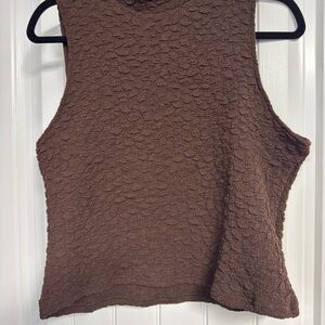 Anthropologie Chocolate Brown Textured Sleeveless Tank